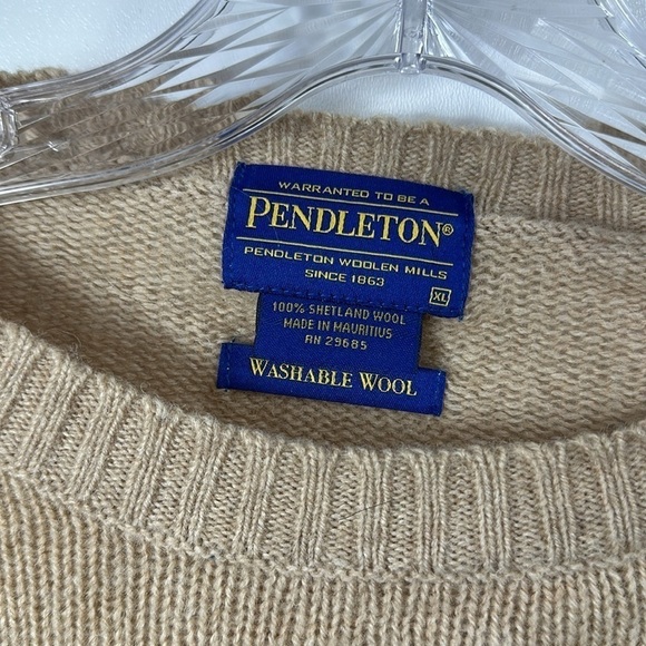Pendleton 100% Shetland wool washable tan sweater size XL - Picture 4 of 8